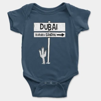 Dubai Kuruku Sandhu Short Sleeve Baby Onesie in Navy Color