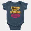 I Think She Is Speaking British English Short Sleeve Baby Onesie in Navy Color