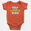 Kola Gaandula Iruken Short Sleeve Baby Onesie in Orange Color