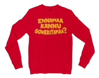 Ennamaa Kannu Sowkkiyamaa Men/Unisex Long Sleeve T-Shirt in Red Color
