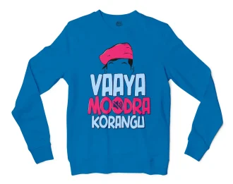 Vaaya Moodra Korangu Men/Unisex Long Sleeve T-Shirt in Sapphire Color