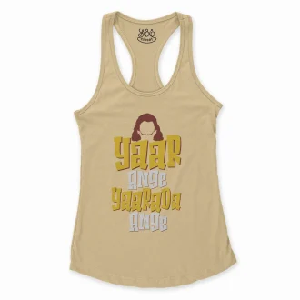 Yaar Ange Yaarada Ange Women's Racerback Tank in Solid Banana Cream Color