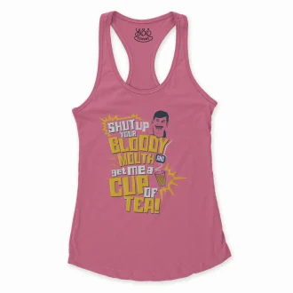 Shut Up Your Bloody Mouth Women's Racerback Tank in Solid Hot Pink Color