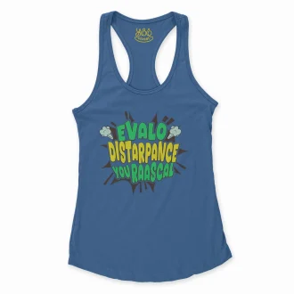 Evalo Distarpance You Raascal Women's Racerback Tank in Solid Royal Color