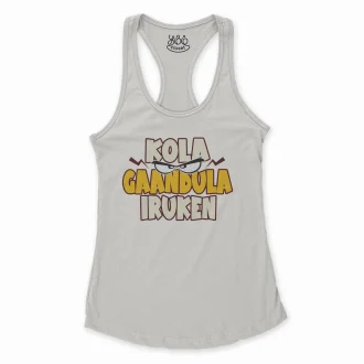 Kola Gaandula Iruken Women's Racerback Tank in Solid White Color